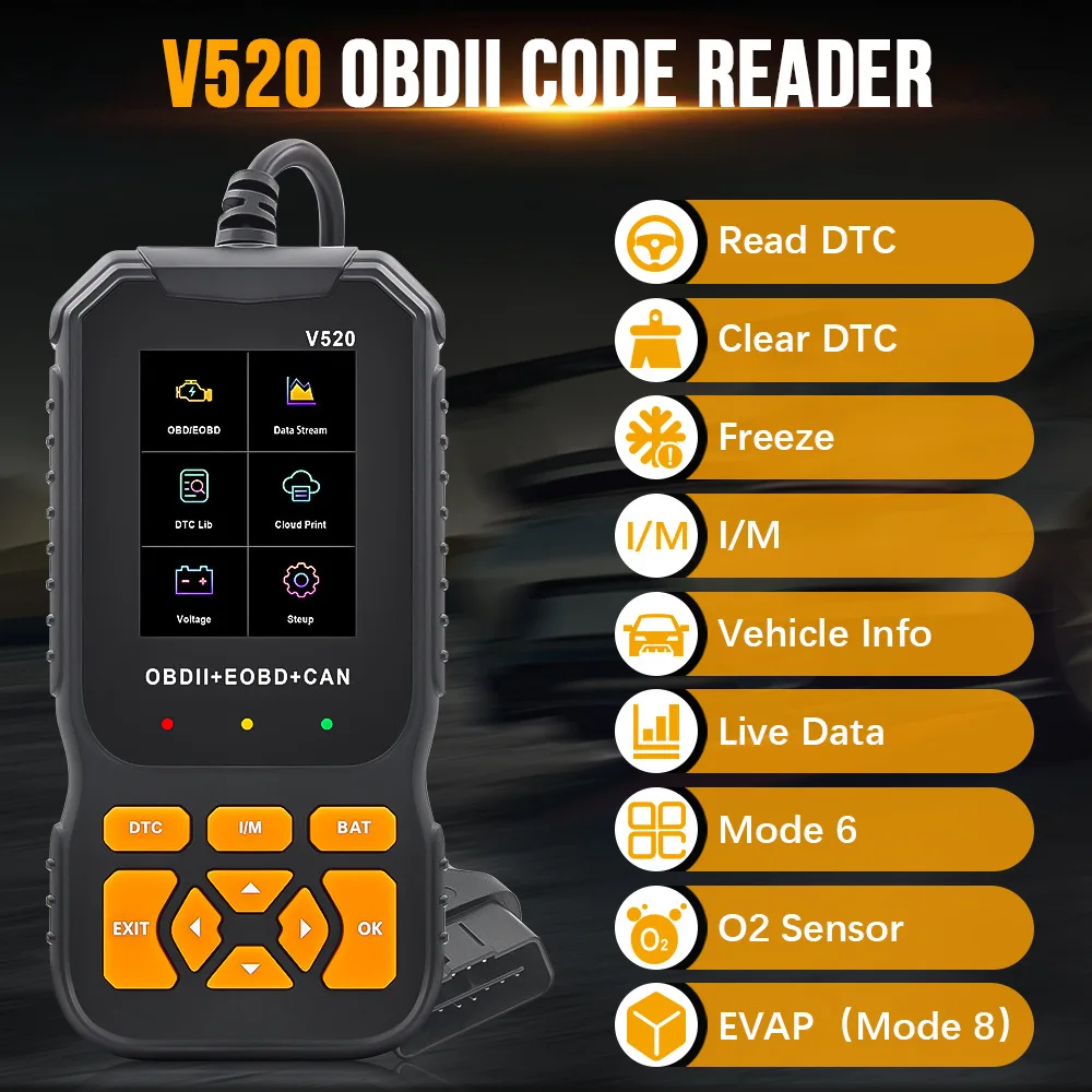 NOYAFA V520 Car Diagnostic Detector DC 9V-16V Code Reader OBD2 Function Fault Diagnosis Tester Check Engine Auto Scan Tool