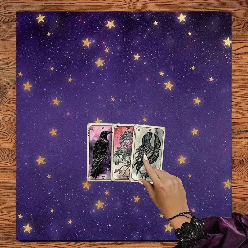 Tapis de tarot 50/75/110/137cm, motif Nuit étoilée, pour lecture de cartes de tarot, décoration de fête sorcière, nappe d'astrologie