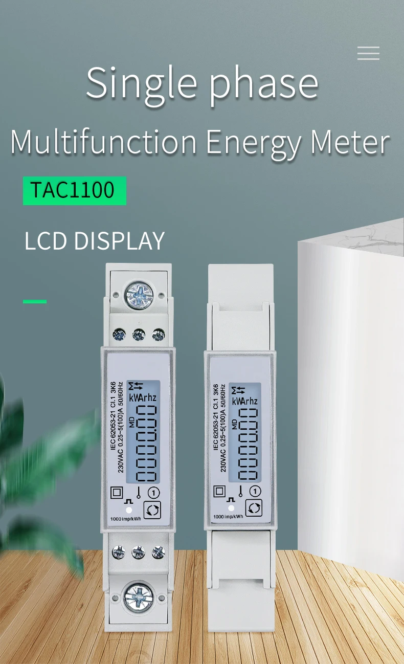 100A Einphasig 230V Din Rail Meter Strom Kwh Meter Multifunktions Energie Meter RS485 Modbus RTU Meter TAC1100 – Detail 1