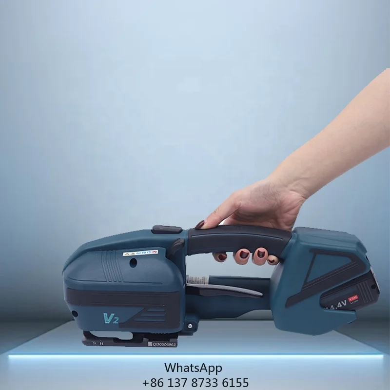 

V2 Handheld Electric Strapping Tool Adjustable 3200N Tension, Friction Welding Technology, PET/PP Band Compatibility