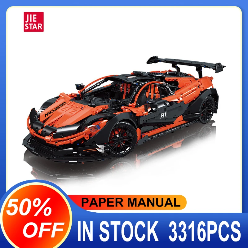 JIESTAR 91104 High-Tech 3316pcs Super Sports Car Black Orange Racing Moc Modular Building Blocks Bricks Model Kid Toy