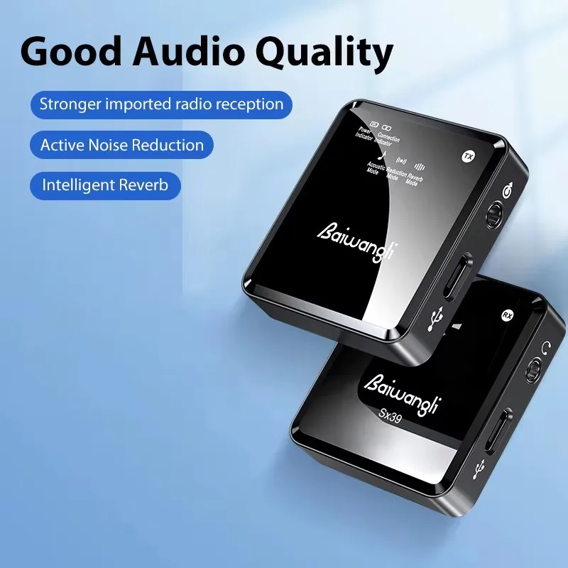 SX39 ไมโครโฟนไร้สายแบบหนีบเสื้อถ่ายทอดสดการบันทึกวิทยุลดเสียงรบกวนแบบพกพาสําหรับแท็บเล็ตสมาร์ทโฟนกล้องวิดีโอ DSLR