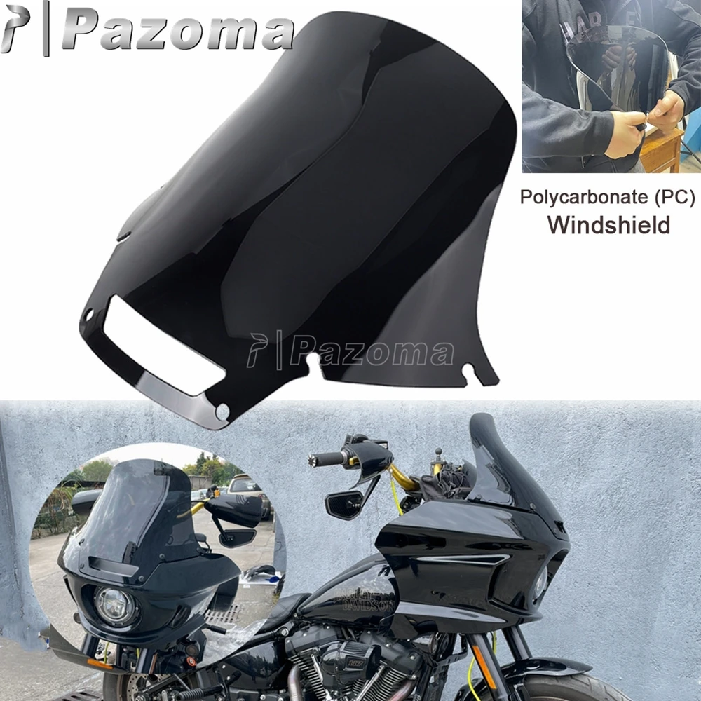 

PAZOMA Motorcycle Windshield Deflctor 14"-18" Fairing Wind Screen Cover For Harley Softail Low Rider ST 117 FXRST FXLRST 22-23