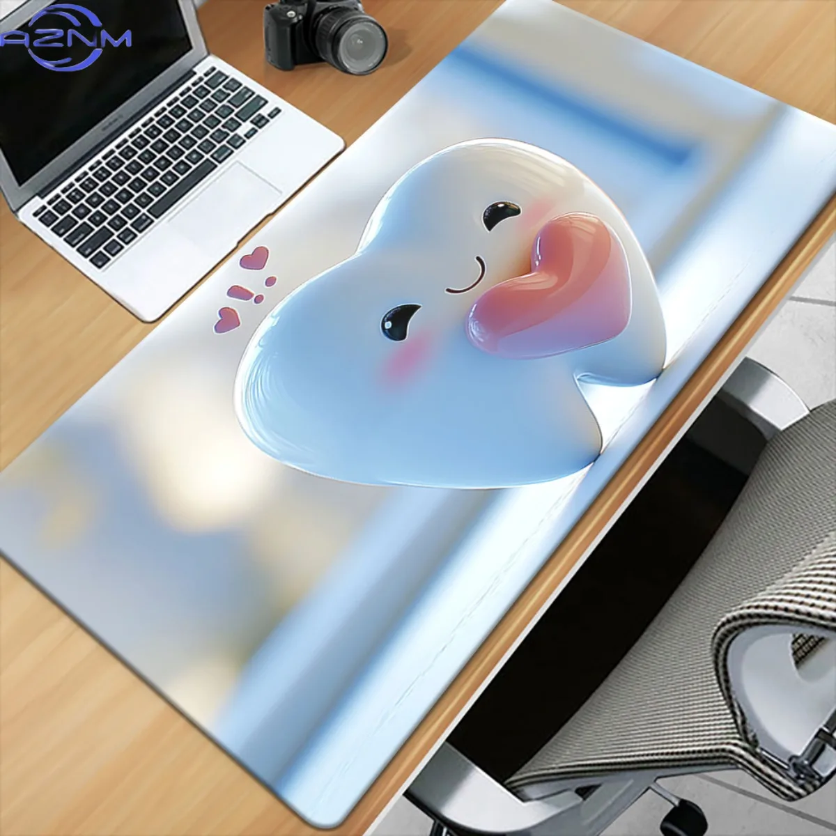 1pc Friendly Tooth Character Mouse Pad - Cute Cartoon Smiling Tooth with  Heart Design, Durable Office & Gaming Mousepad for PC,