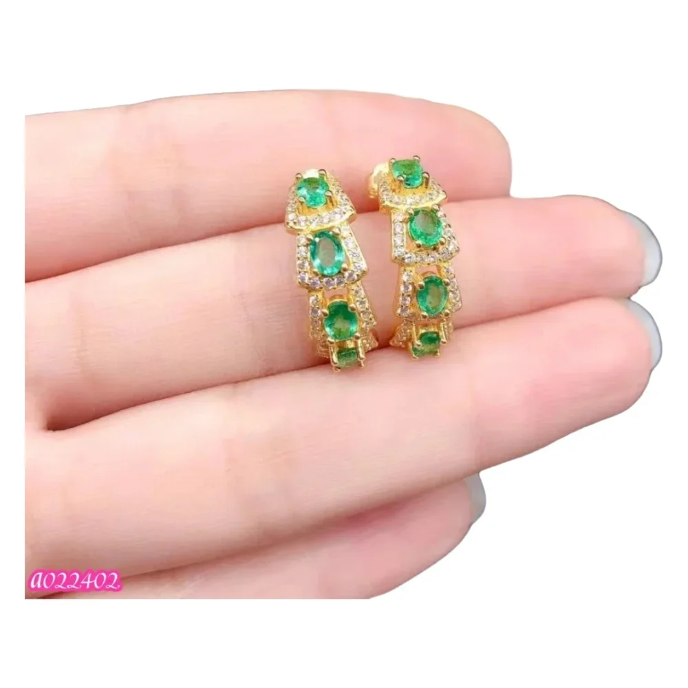 

KJJEAXCMY 925 sterling silver natural colored gemstone emerald women's earring jewelry Girl's Party Birthday and Christmas Gift