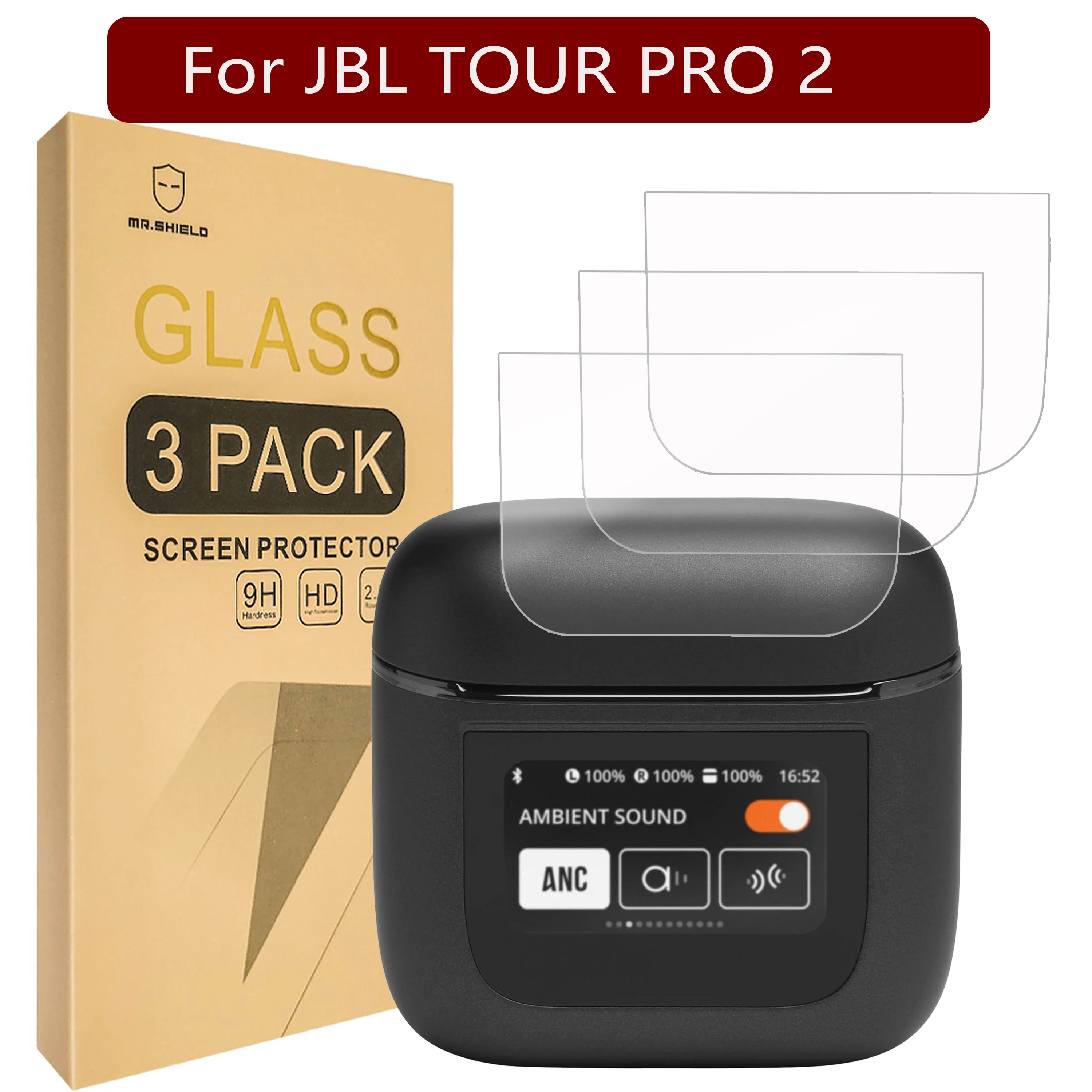 

Mr.Shield Screen Protector Compatible with JBL TOUR PRO 2 [Tempered Glass] [3-PACK] [Japan Glass with 9H Hardness]