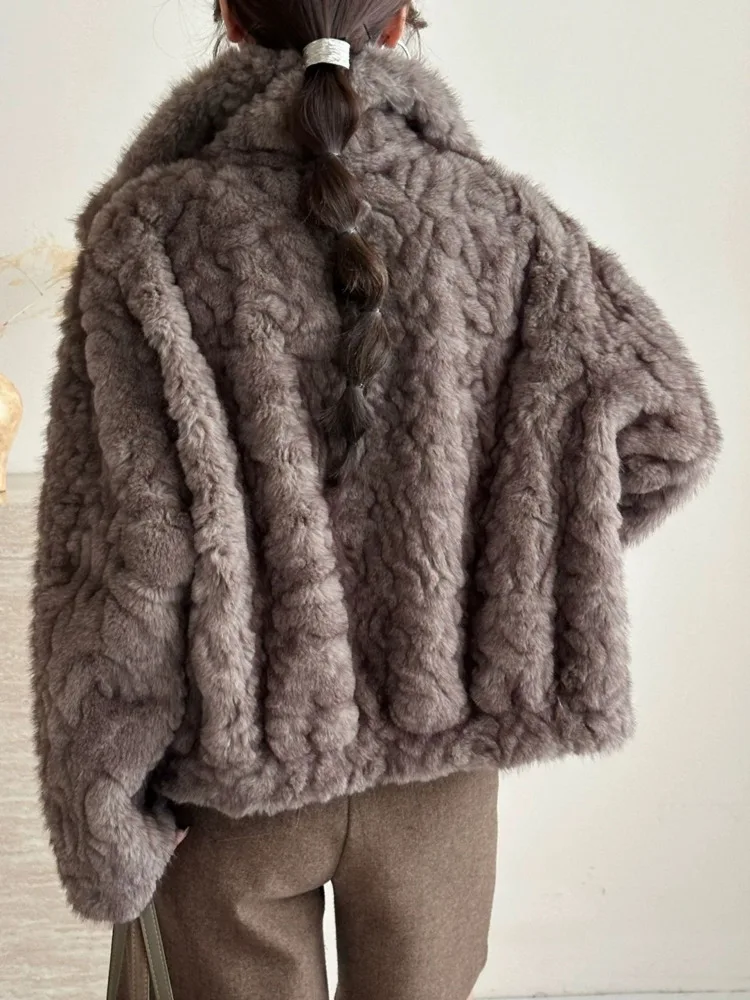 سترة نسائية دافئة من الفرو الصناعي من ZMEENNA معطف شتوي خارجي غير رسمي بياقة عالية وسحاب علوي تصميم فضفاض مناسب موضة ZM4545 #6