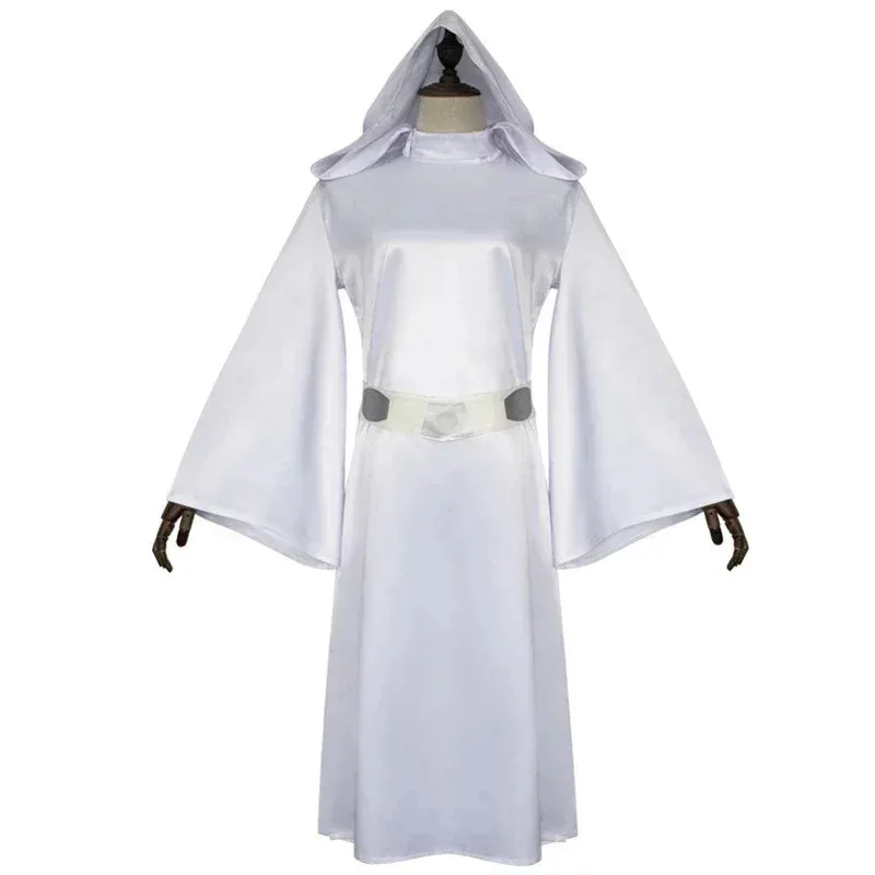 

Movie Princess Leia Organa Solo Cosplay Costumes White Long Dress Wig Set Woman Cos Costumes Halloween Carnival Cosplay