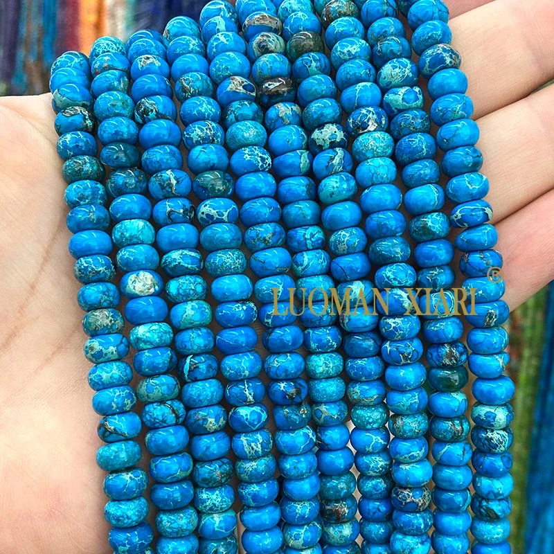 5x8MM Abacus Natuursteen Zeesediment Jasper Rondelle Losse Spacer Kralen voor Sieraden Maken DIY Armband bedels Accessoires