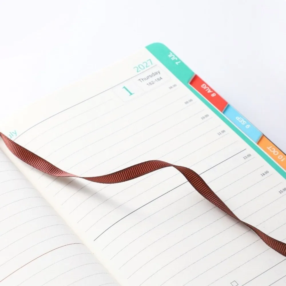 English Edition 2027 a5 Schedule Planner Notepad 12 Months Efficiency Agenda Planning Notebook Diary Leather Cover