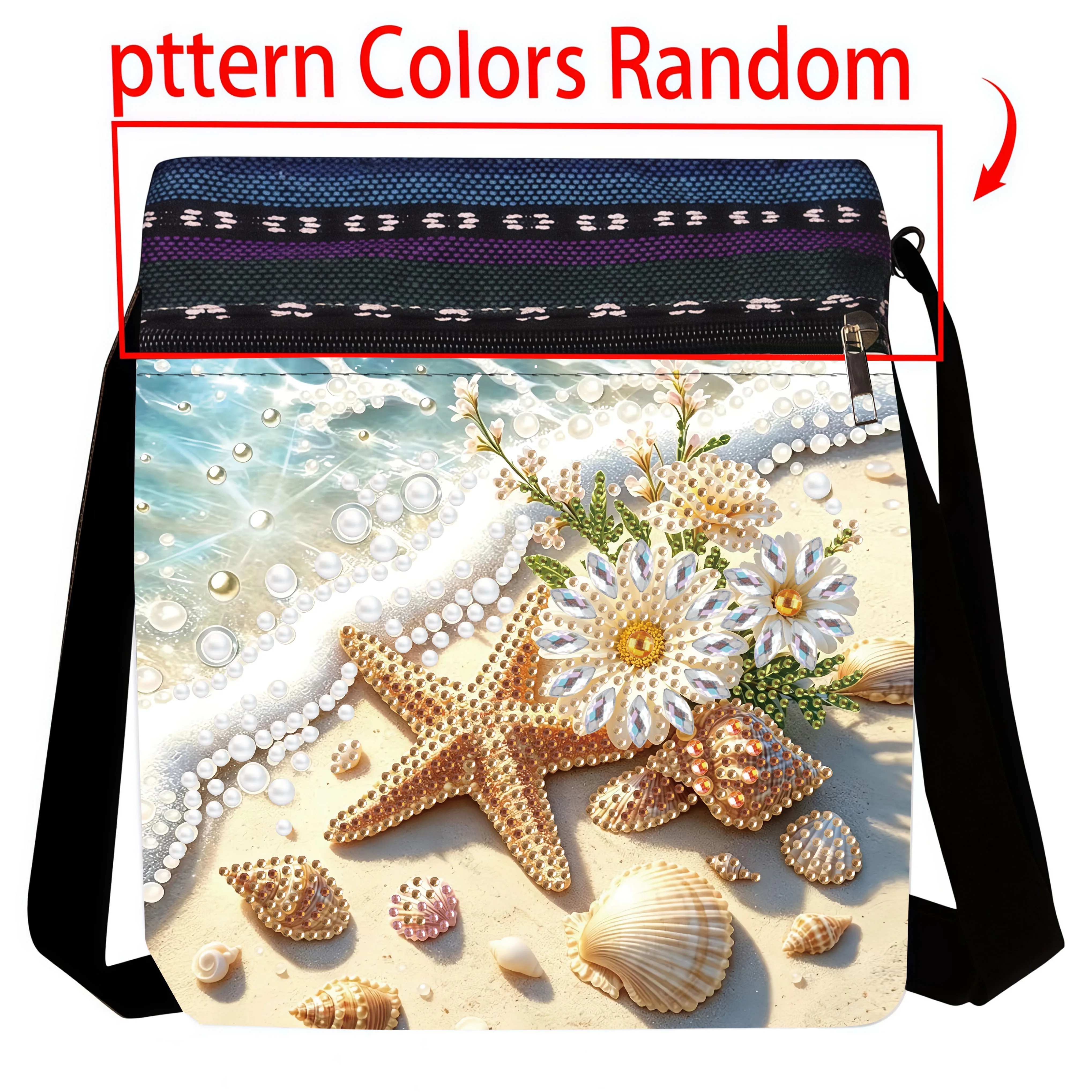 1 Piece Diamond Painting kit Messenger bag starfish Pattern canvas Material large-capacity Shopping storage items, carnival gift