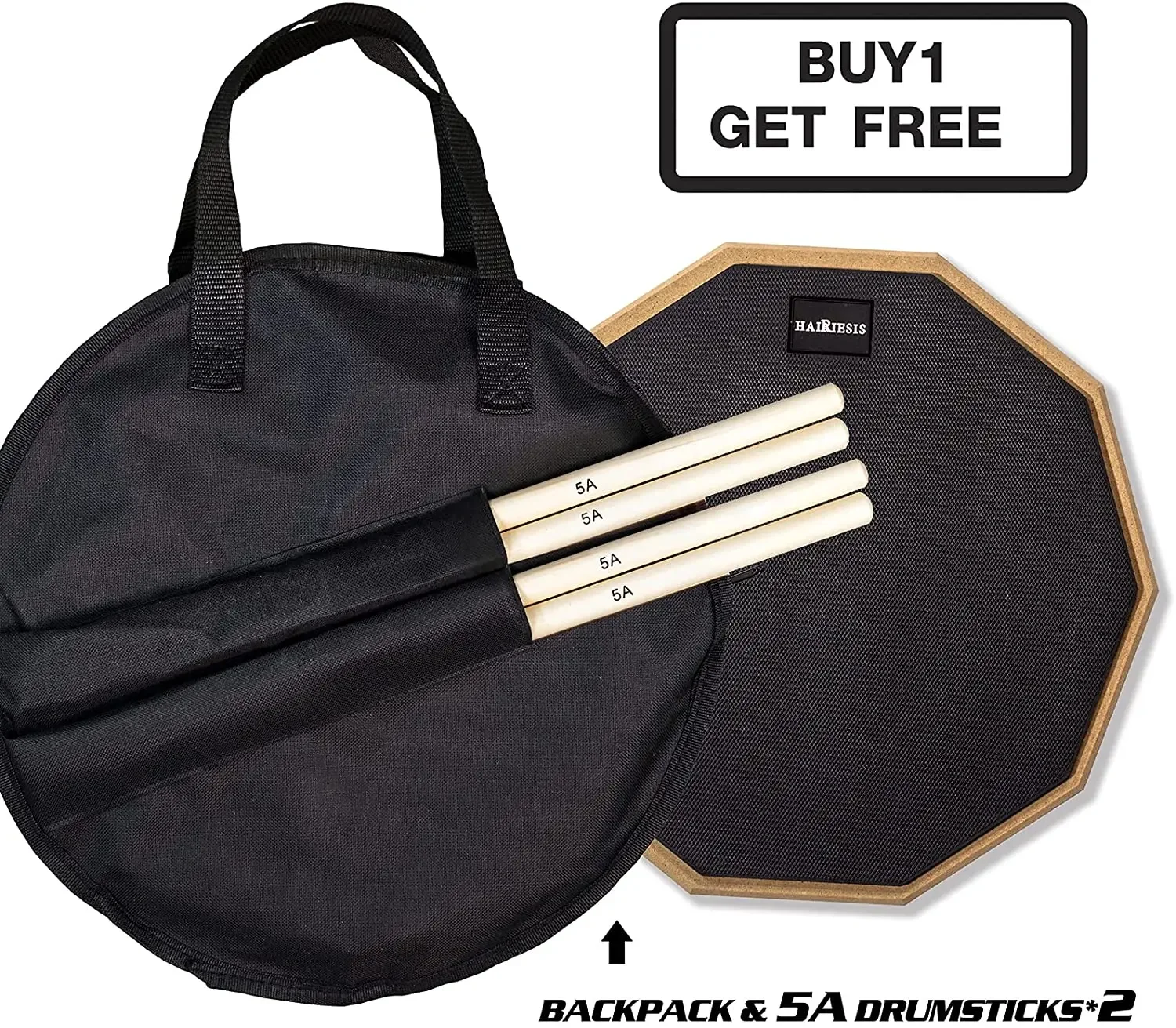 

2025 12" Practice Pad Rubber Drum Pad With Drum Sticks For Practice