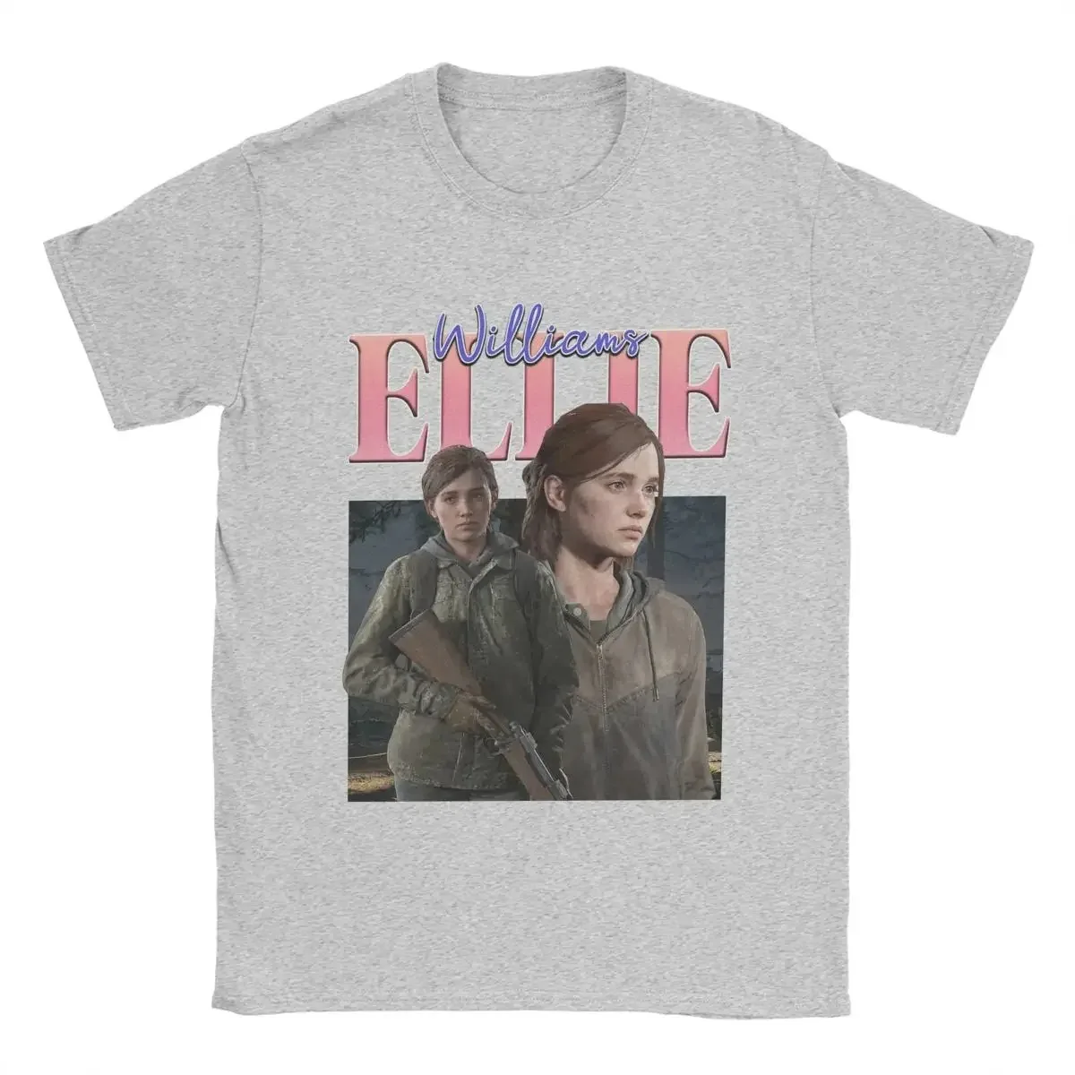 Men\'s T-Shirt Ellie Williams Retro Novelty Pure Cotton Tee Shirt Short Sleeve The Last of Us Game T Shirts Round Neck Clothing