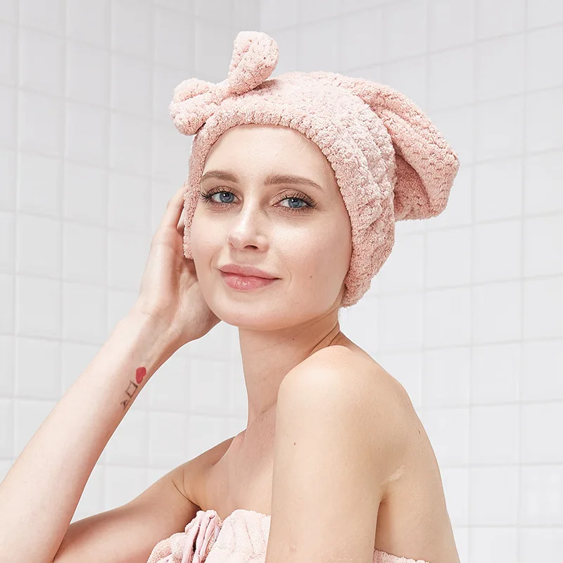 Ultra-Absorbent Hair-Drying Turban Towel for Women – Thickened, Quick-Drying, Cute Shower Cap for Hair Drying