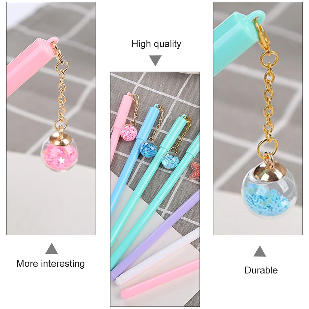 

5 шт., милые подписи для студентов, очаровательные ручки для письма с подвеской, мультяшный дизайн, гладкие пластиковые чернильные ручки для школы