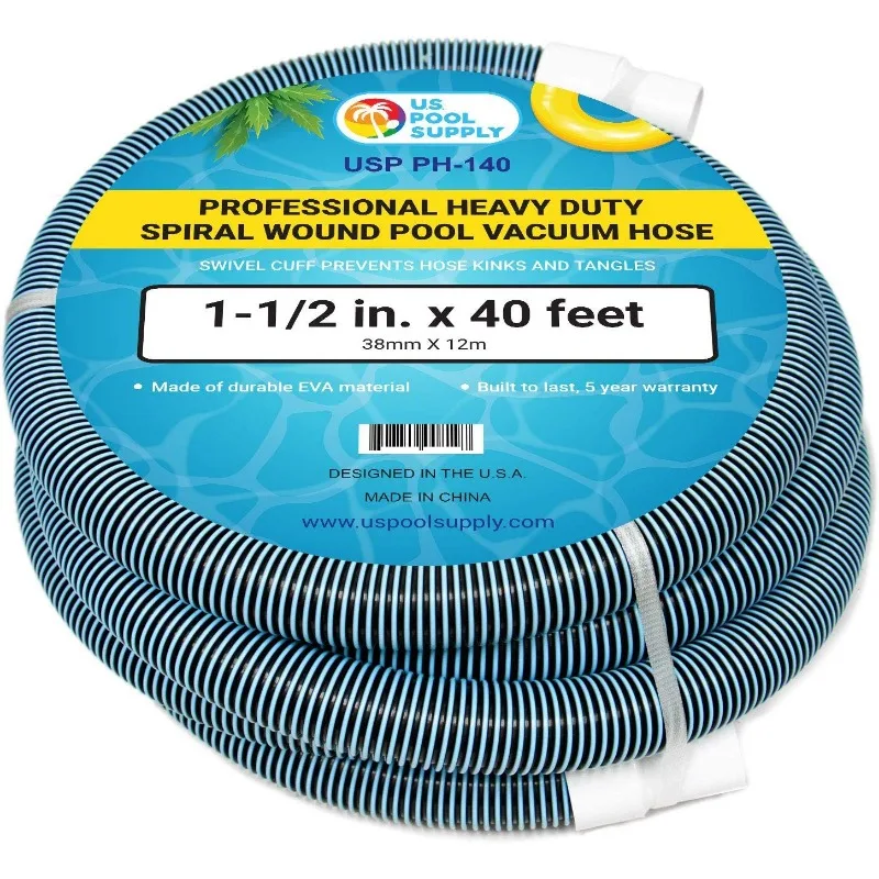 40ft Professional Heavy Duty Spiral Wrap Pool Vacuum Hose