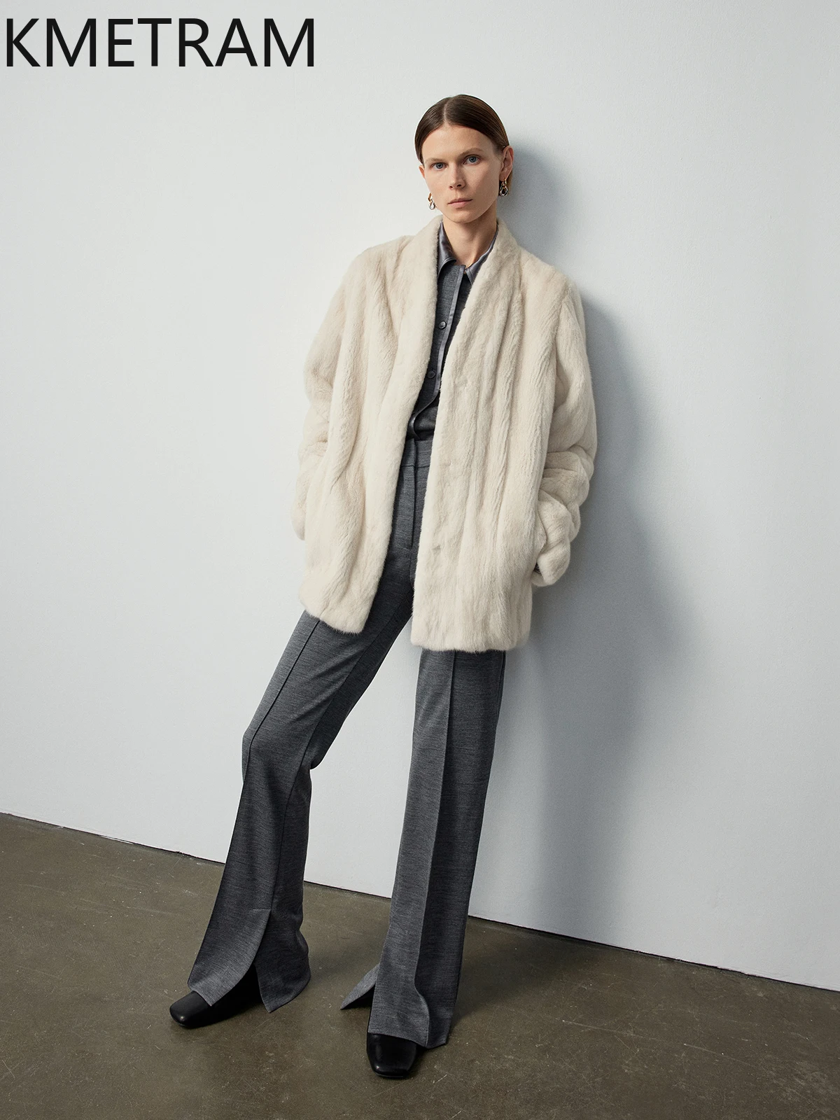 Casaco de pele de vison natural mulher de alta qualidade com decote em v jaqueta de pele real forro de seda amoreira roupas femininas de inverno 2025 шуба ж Dönusen