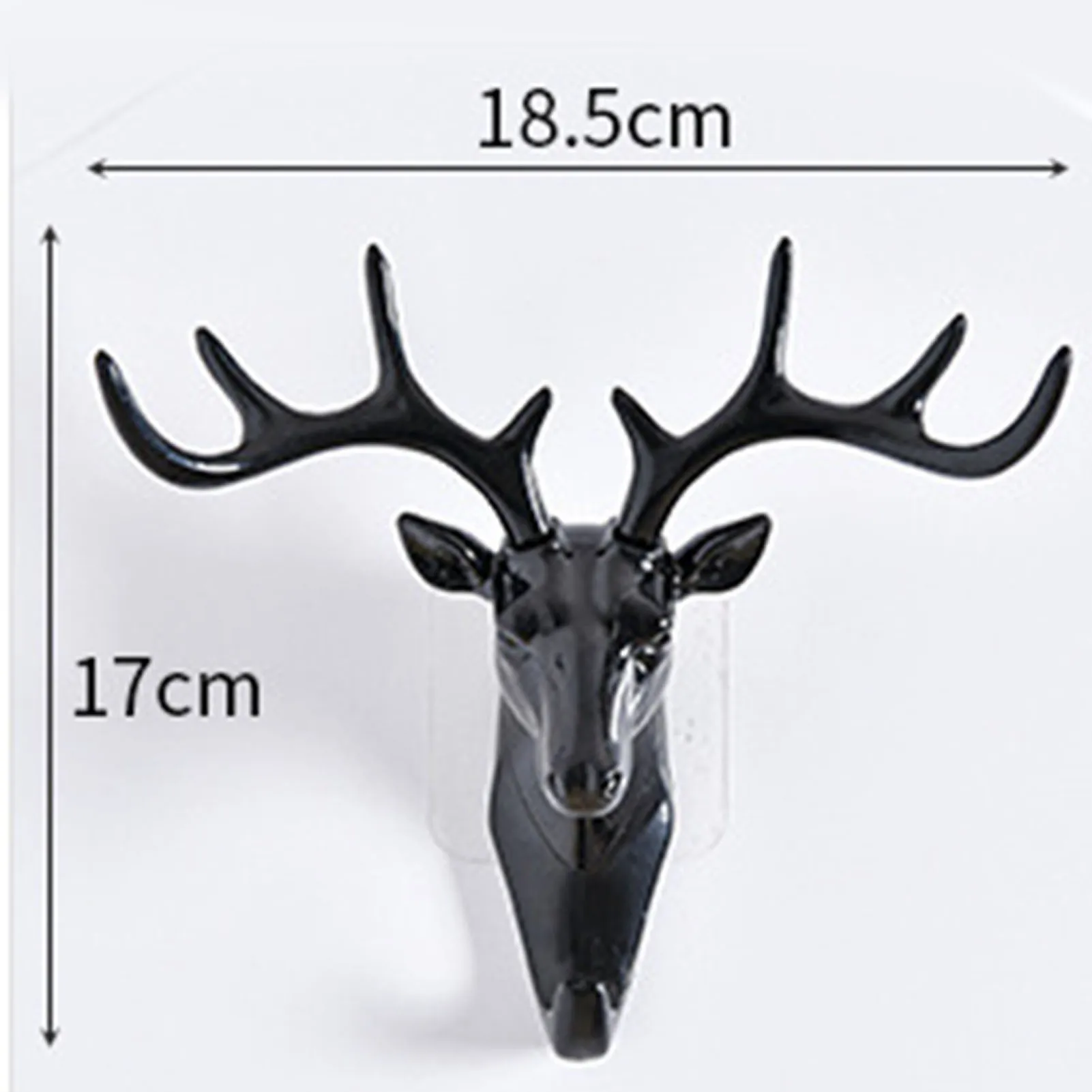 3D Deer Head Wall Hook Plastic Wall Mounted Decorative Towel Key Holder Hanger For Living Room Bedroom Black