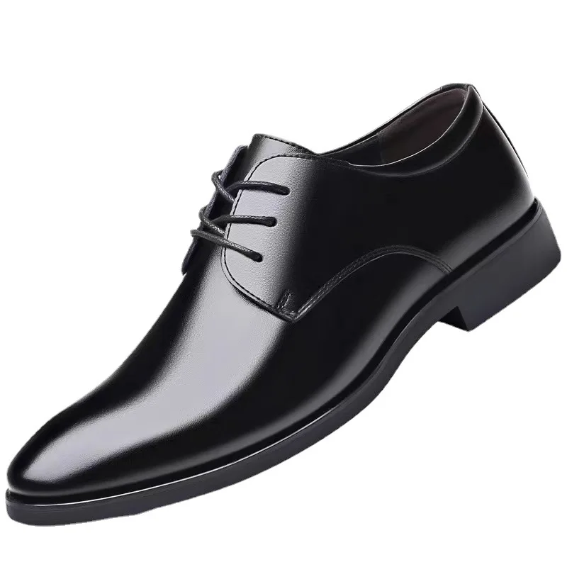 Men's Leather Shoes Pointed Toe Lace Up Soft Bottom Business Formal Wear Wedding Non-slip Casual Fashion Spring/Summer