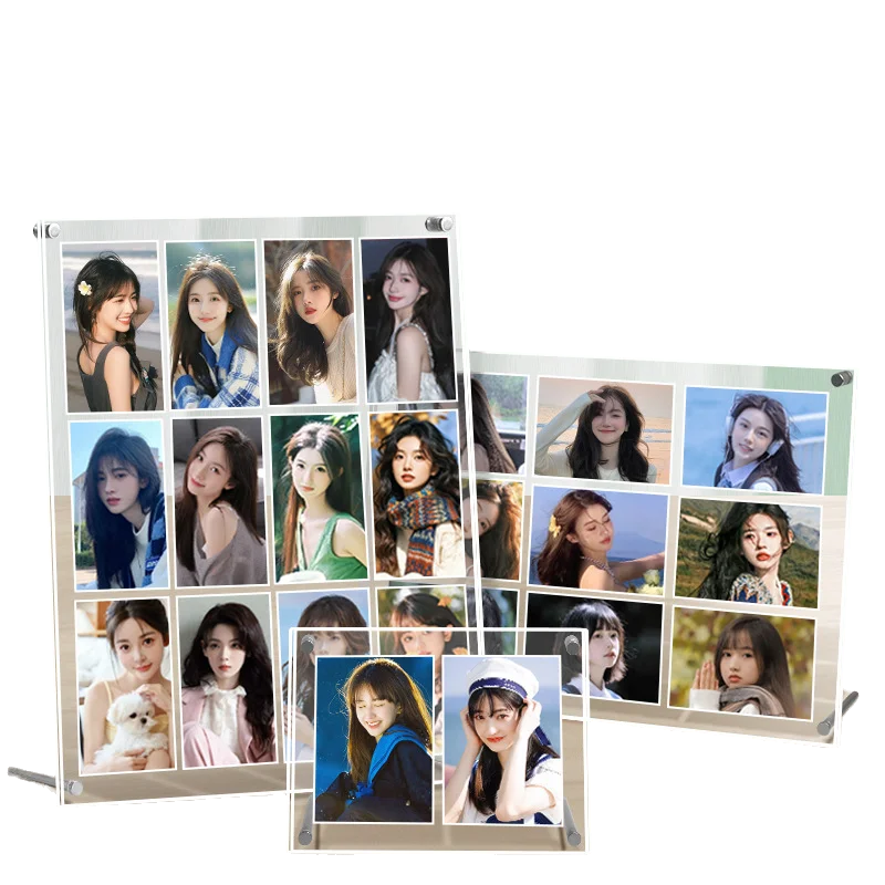 HD Acrylic Four/Nine/Six Grid Card Holder Display Stand, Desktop Photo Frame Album for 3/3.5in Polaroid TCG Anime Idol Cards