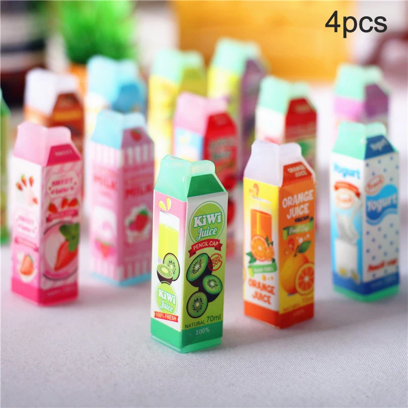 4Pcs Dollhouse Miniature Juice Carton Bottles (Random Color) 1/12 ABS Juice Carton Bottle Drink Food Accessories Toy-Toy