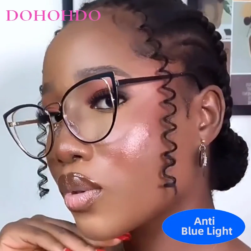 

Personality Fashion Designer Hollow Metal Sexy Cat Eye Women Men Optical Eyewear Computer For Office Work Anti-Blue Light Glass
