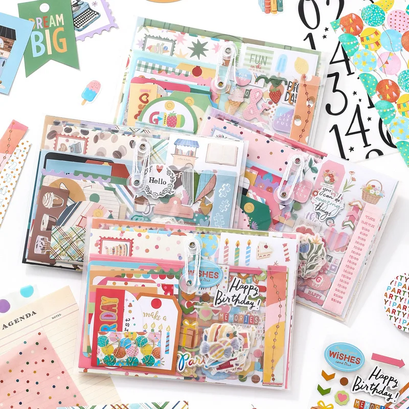 97Pcs Colorful Birthday Wishes Paper Stickers, Self‑adhesive DIY Decor Decals for Scrapbooking & Card Making