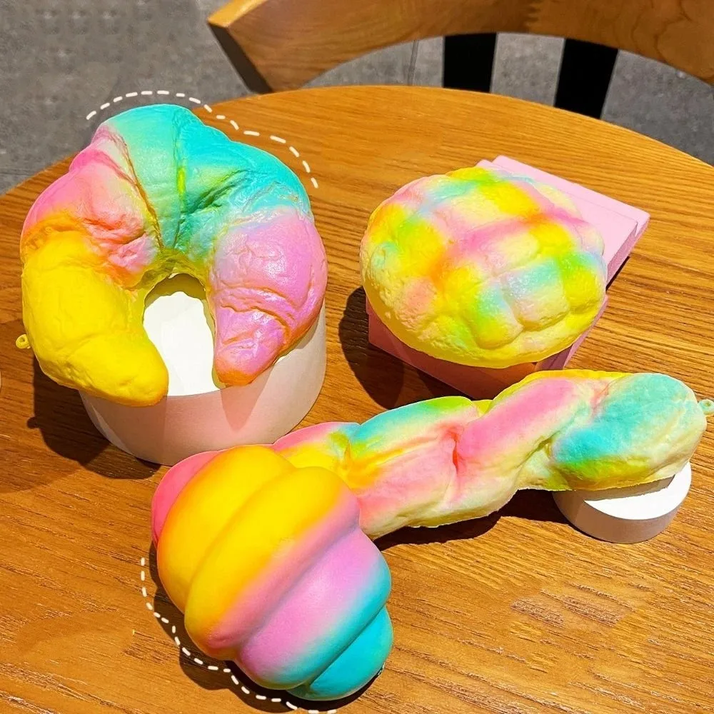 Pineapple Bread Rainbow Croissant Squishy Hand Relax Sticky Sensory Fidget Ball Pinch Slow Rising Twist Slow Rebound