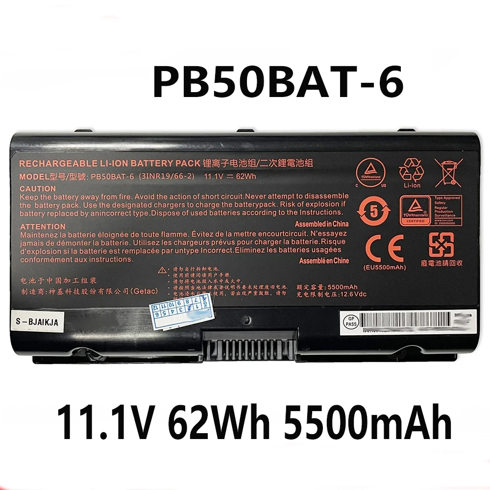 PB50BAT-6 3INR19/66-2 11.1V 62Wh 5500mAh Battery For Clevo PB51RF-G PB70EF-G PB71EF-G PowerSpec 1720 Series