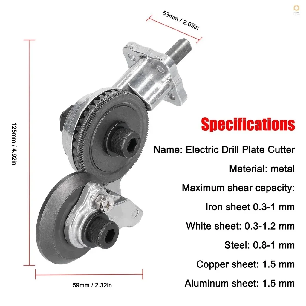 Electric Drill Plate Cutter Attachment Double Headed Iron Metal Sheet Cutter Plate Punch Scissors Free Cutting Tools