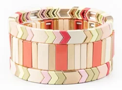 National Wind Set Bracelete Pink Rainbow Bracelet Women Enamel Tile Bracelet Colorful Boho Summer Beach Fashion Jewelry Gift