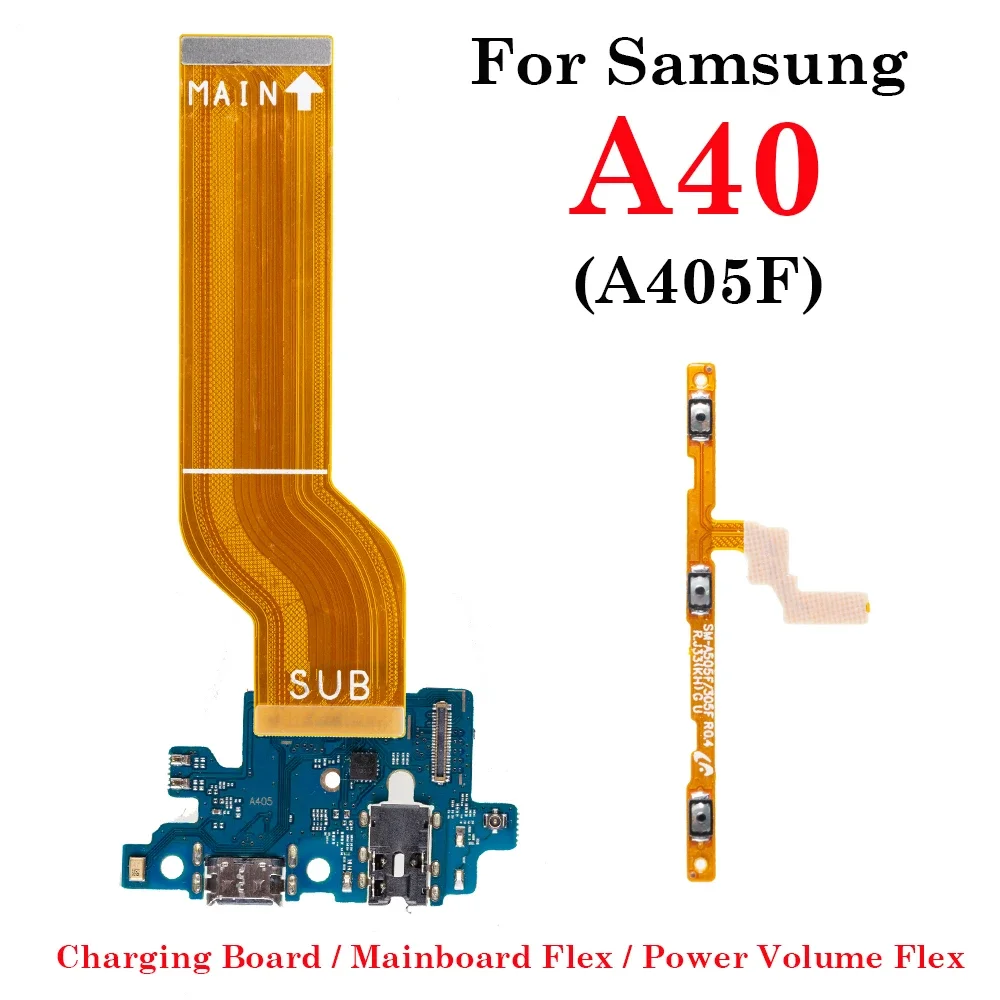 

Pop Good Power On Off Volume Button Main Mother Board Flex Cable USB Charging Port Board For Samsung A40 SM-A405FN/DS A405 A405