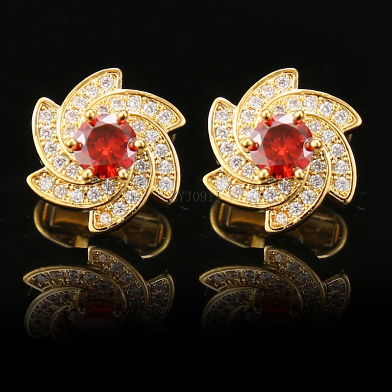 *Men's Upscale Rotating Windmill Fashion Gemstone Cufflinks Women's Trend Temperament Shirt Sleeve Tack