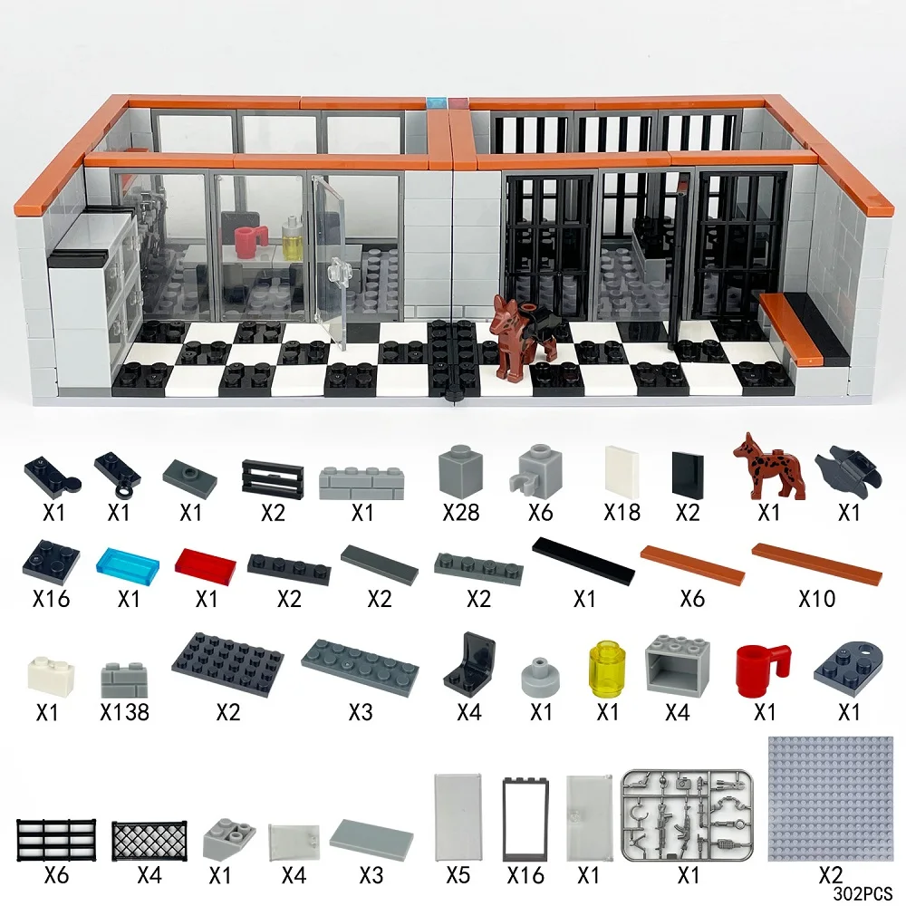 Prison City Police Station Interrogation Room Mini Action Figures MOC Soldier Arsenal Gun Army Playmobil Building Block Toys