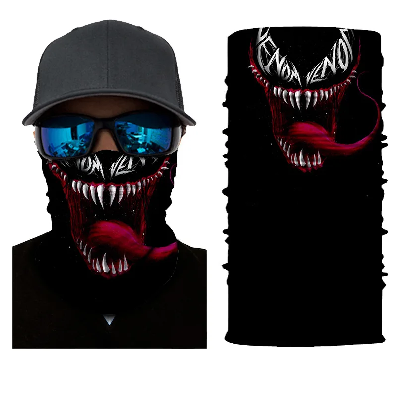 3D Ghost Skull Bandana Neck Gaiter Head Shield Summer Hiking Scarves Tube Balaclava Scarves Breathable Sun Guard Headband Scarf