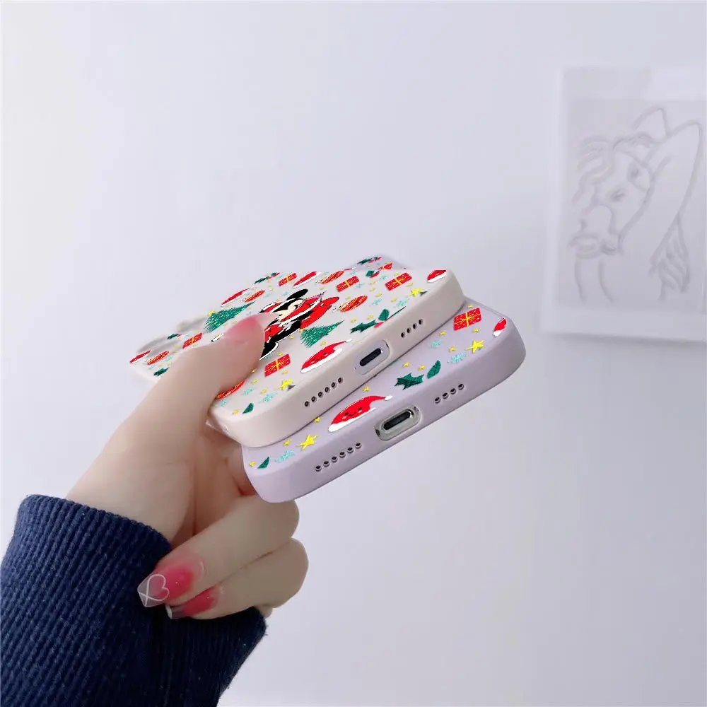 Чехол для телефона для iPhone 17, 16, 15, 14, 13, 12, 11 Pro Max, чехлы для iPhone 17Air 16 Plus 16E XS, задняя крышка с Рождеством, Микки Маусом