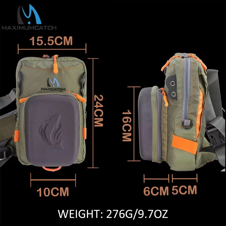 MAXCATCH Fly Fishing Chest Bag With Molded Fly Bench Tackle Pack Fishing Waist Shoulder Bag Adjustable Storage