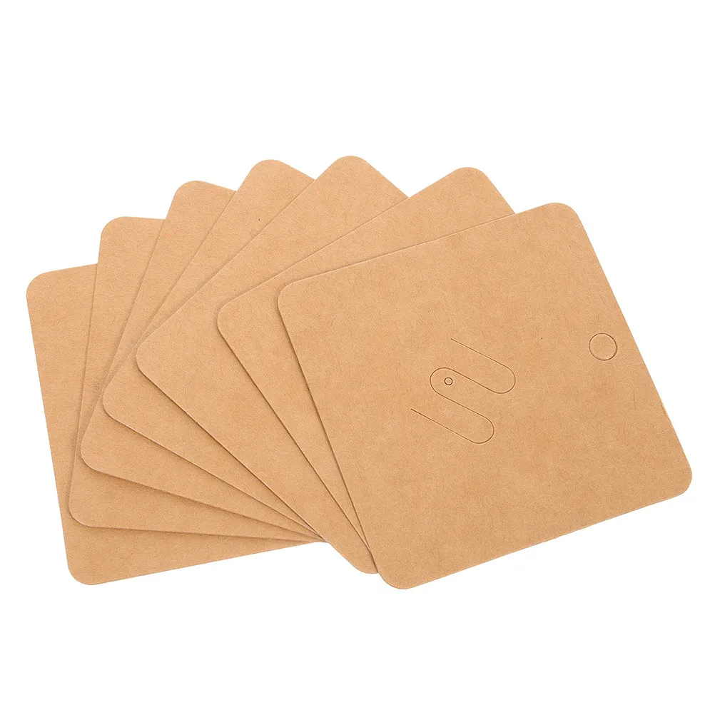 100Pcs Brooch Pin Display Cards Kraft 7x7cm Blank Jewelry Holder Card Earring Necklace Bracelet Packaging Selling