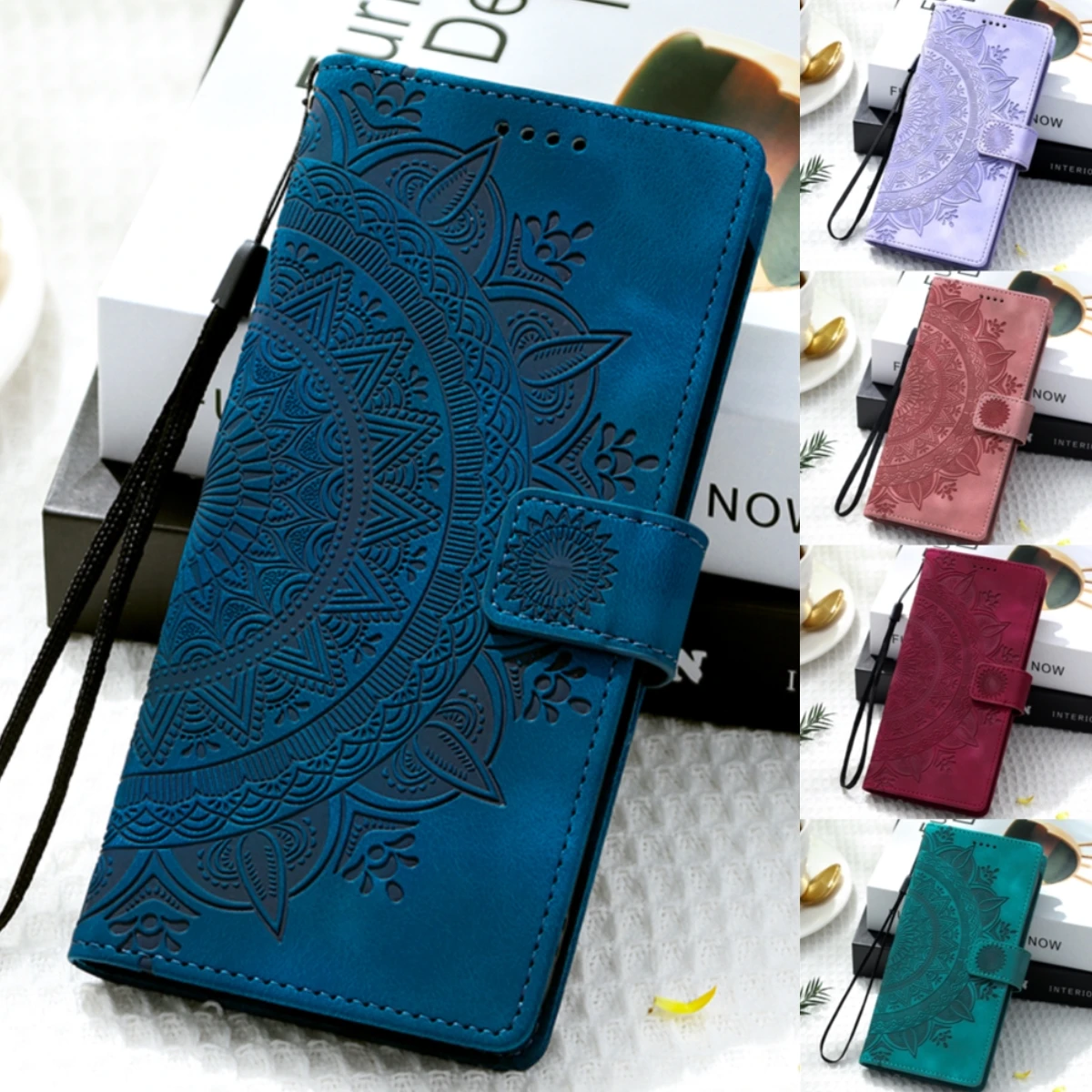 Geprägte Totem-Leder-Handyhülle für Samsung Galaxy A17 A37 A57 A07 A16 A36 A56 A26 A15 A35 A55 A14 A34 A54 Brieftaschen-Kartenhülle