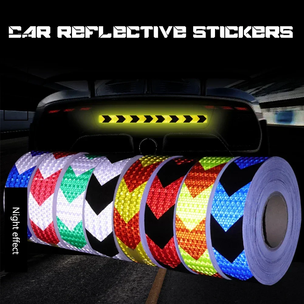 Adhesive Bicycle Reflective Tapes Warning Stickers Waterproof Road Safety White-Red Arrow Reflectors MTB Film For Cars