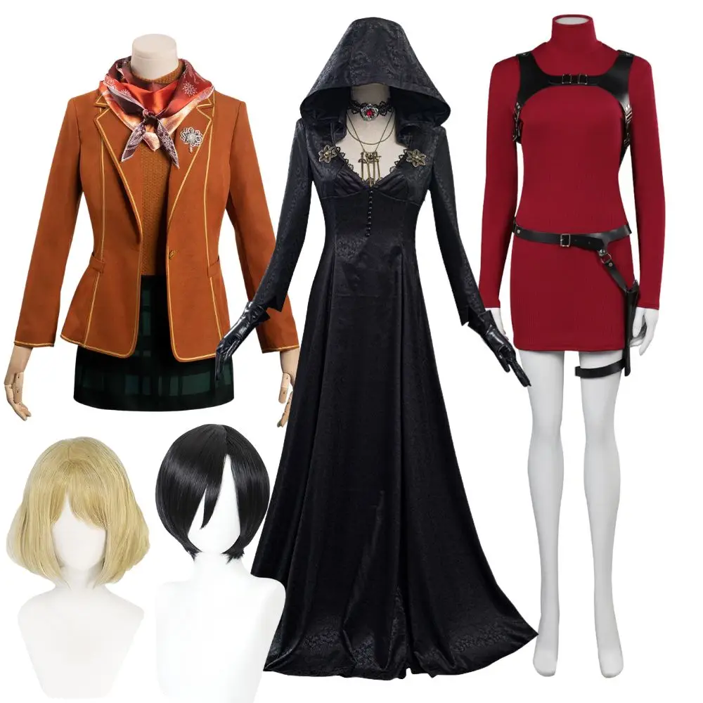 Resident 4 Remake Ashley Village Vampire Lady Dimitrescu Evil Cosplay Ada Wong Costume Fantasia Disguise Women Dress Halloween