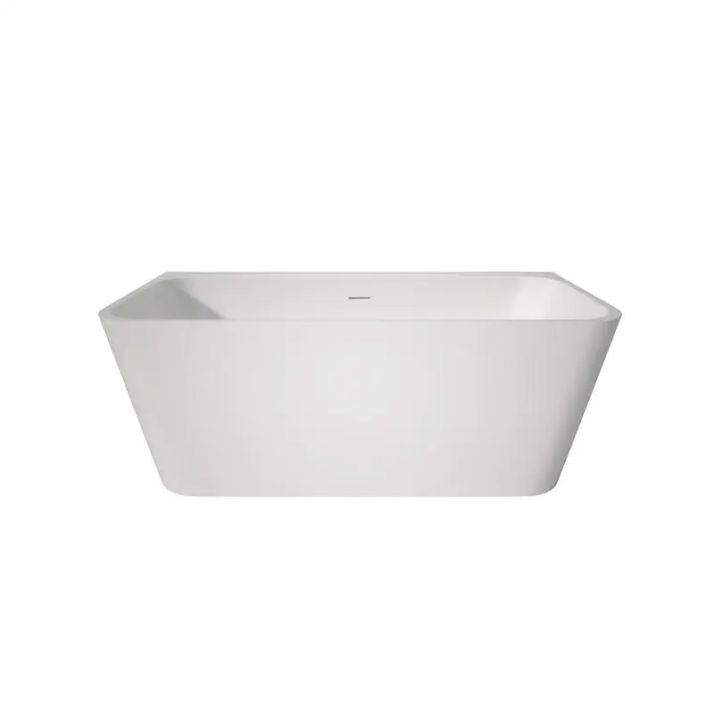 

59" Acrylic Free Standing Soaking Bathtub, Rectangular Design, White Finish