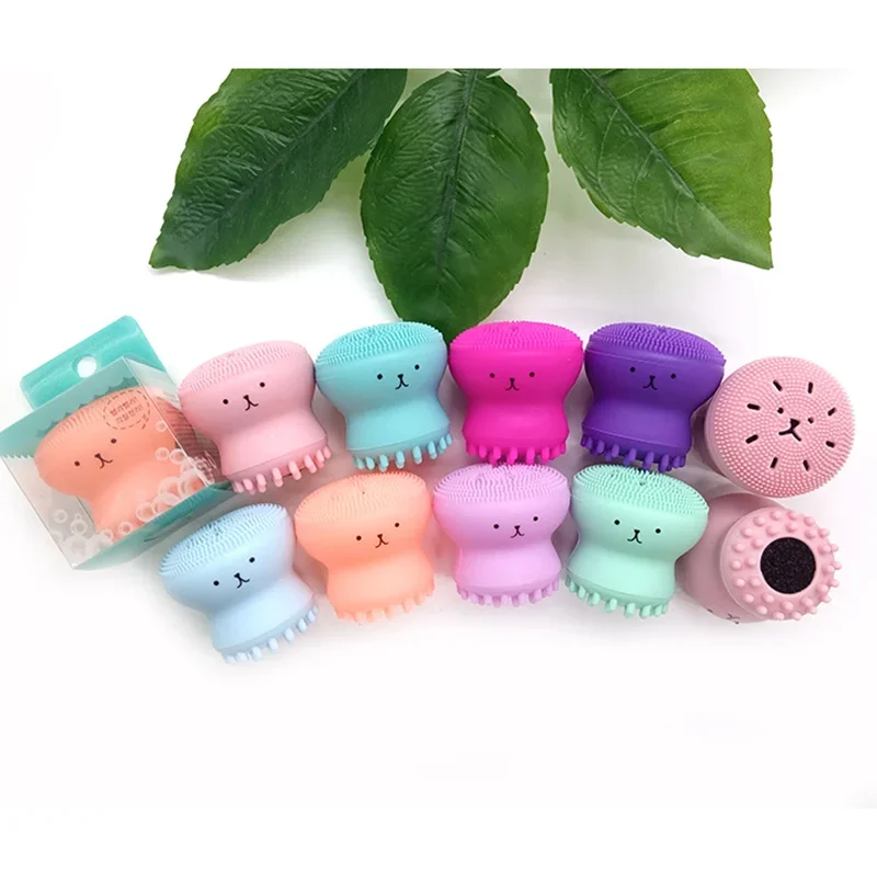 1PC Silicone Cute Small Octopus Face Cleaning Brush Deep Pore Exfoliating Wash Skin Care Face Scrub Cleanser Tools