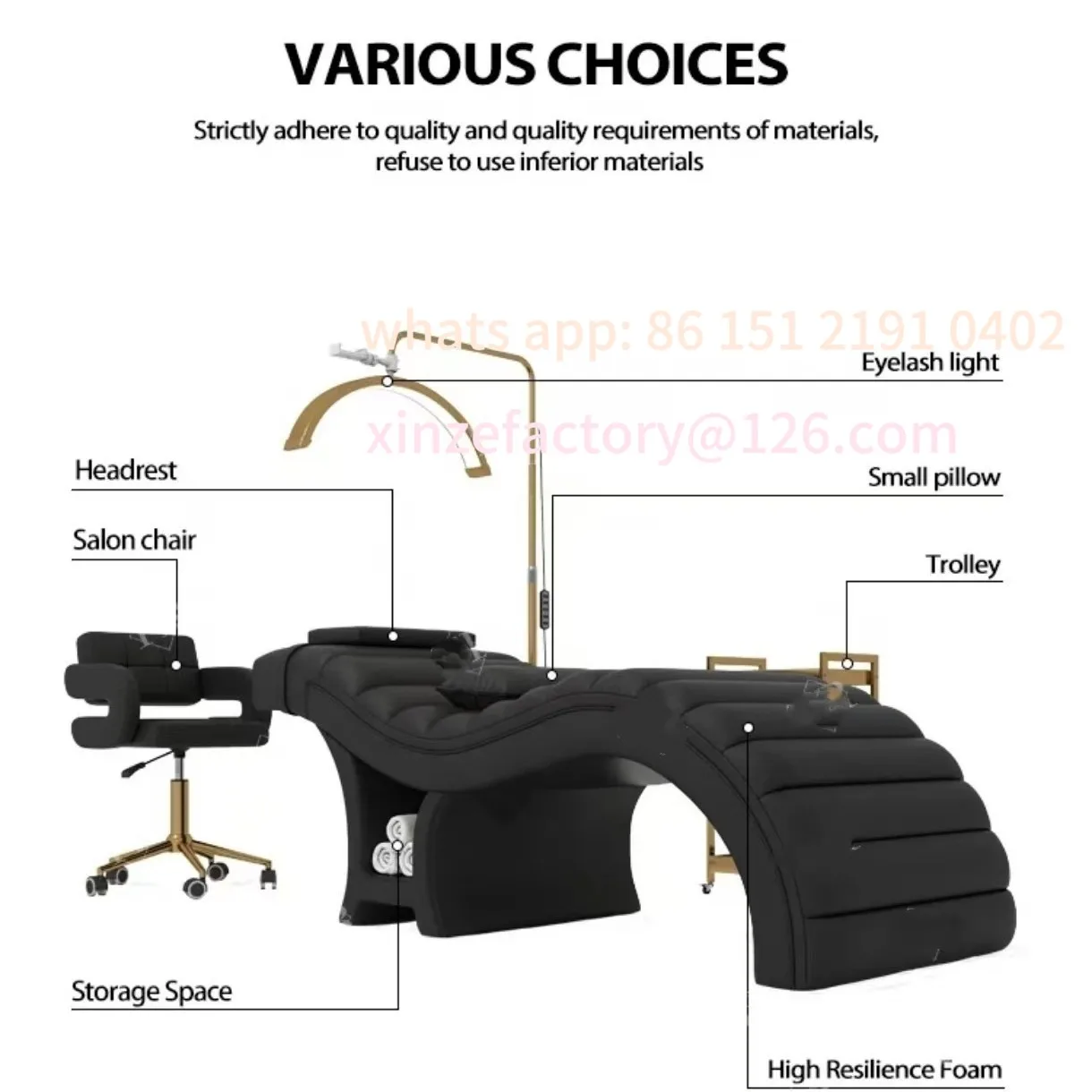 سرير تدليك سبا عالي الجودة قابل للتخصيص على شكل حرف S لصالونات التجميل وسرير التجميل لإدارة الوجه #5