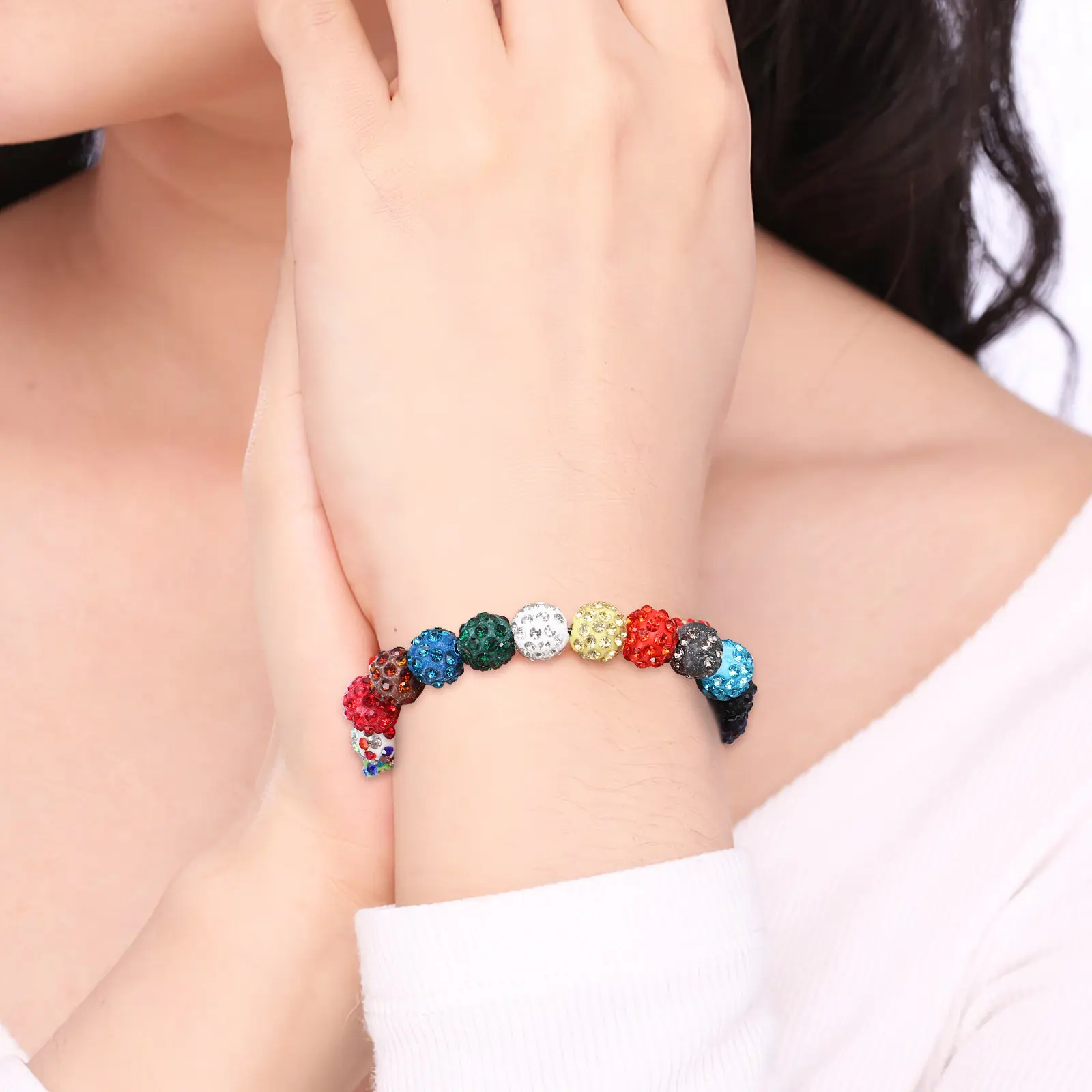 

100Pcs Rhinestone Beads Shamballa Multicolor Jewelry Making Beads for Bracelets Earrings Craft Supplies Jewelry Making Supplies,