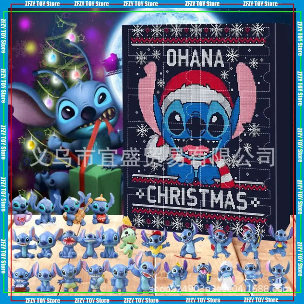 

NEW Disney Stlch 24 Christmas Advent Calendars Surprise Cartoon Action Figure Countdown Anime Peripheral Children's Toy Gift