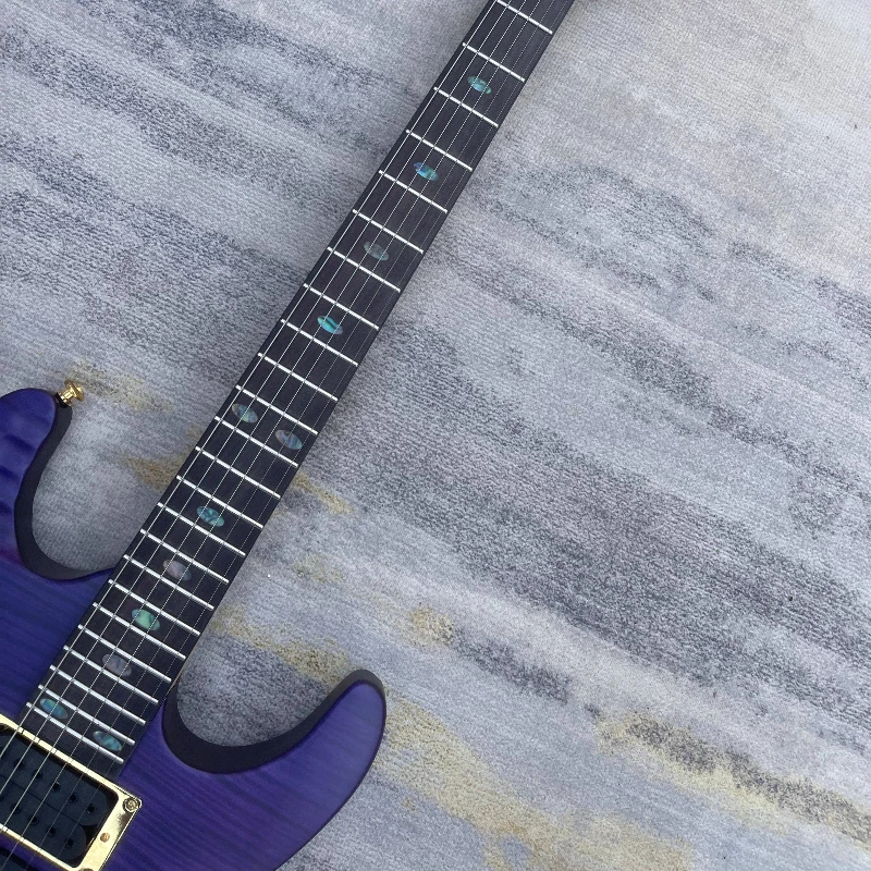 Hot Sales Purple Flame Maple Electric Guitar Dual Double Lock Tremolo Gold Hardware Modern Shred Solid Body Delivery Included view 4
