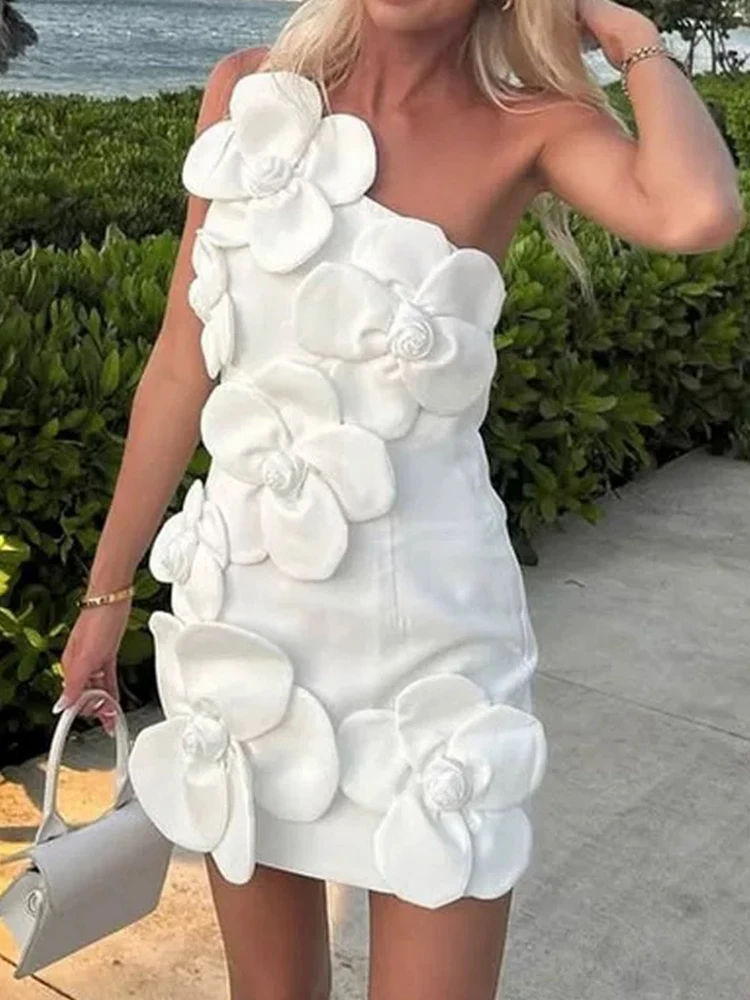 

Модное женское платье с объемным цветочным висячим воротником, новинка лета 2022, сексуальная юбка без спинки, топ на бедрах