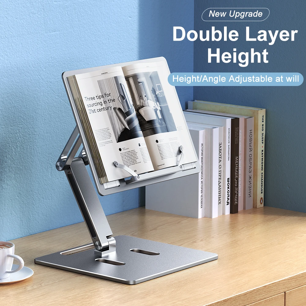 Aluminum Laptop Stand Height  Angle Adjustable Reading Stand with Foldable Base Notebook Desktop iPad Stand Tablet Stand Holder