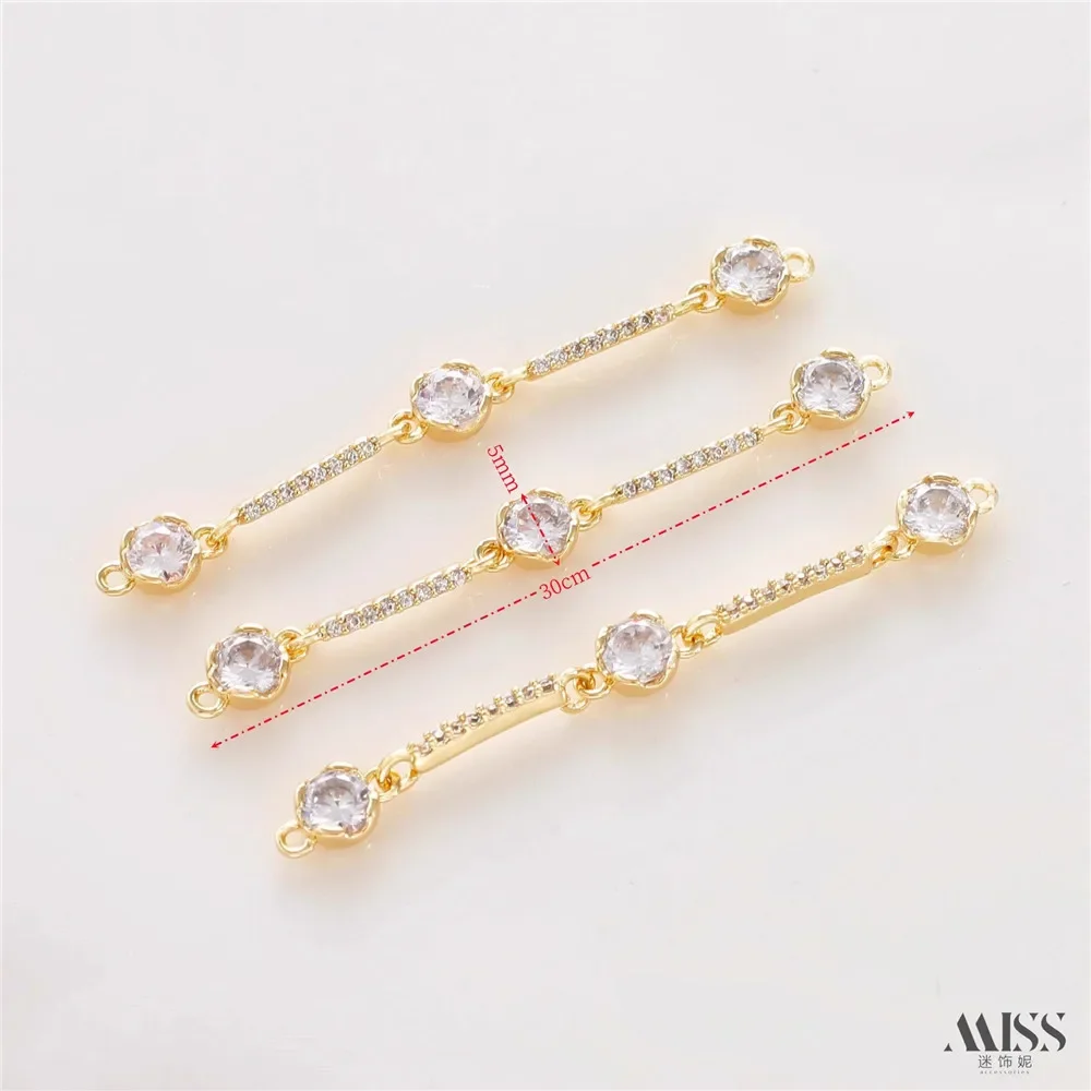 14K حقيبة الذهب مطعمة الزركون رابط قصير URL مزدوج معلقة موصل DIY اليدوية سوار قلادة الأذن مجوهرات اكسسوارات